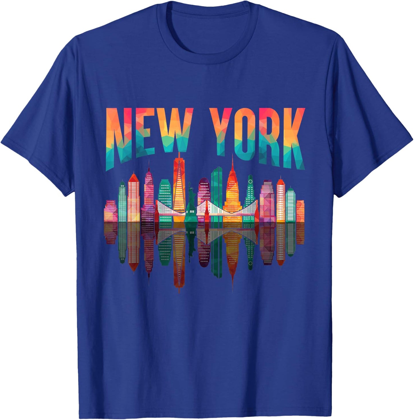New York City Manhattan NYC Retro 70s 80s Skyline NY City T-Shirt - T-Shirt | Royal