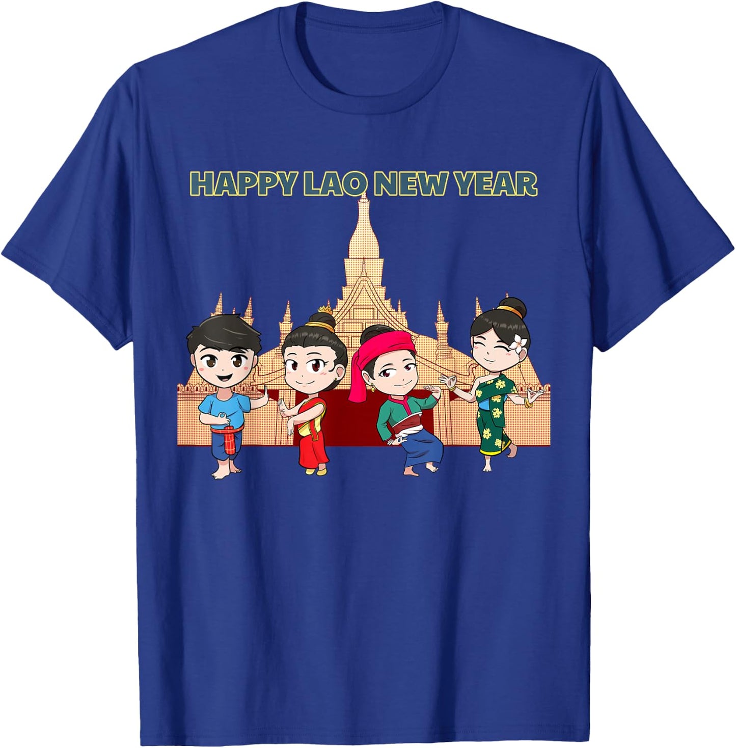 Laos Laotian Pi Mai Lao New Year Temple T-Shirt - T-Shirt | Royal
