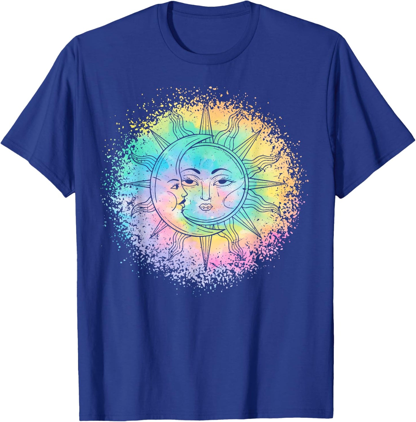 Sun and Moon Tie Dye casual Hipster Boho Funny Cute graphic T-Shirt - T-Shirt | Royal
