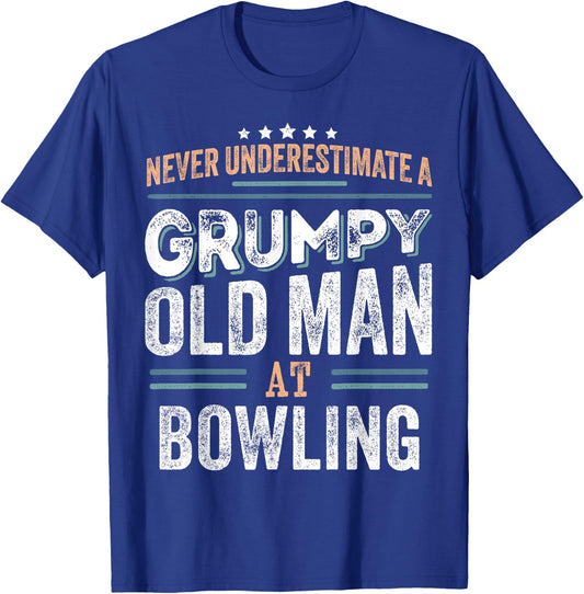 Grumpy Old Man at Bowling Funny Dad Gifts T-Shirt - T-Shirt | Royal