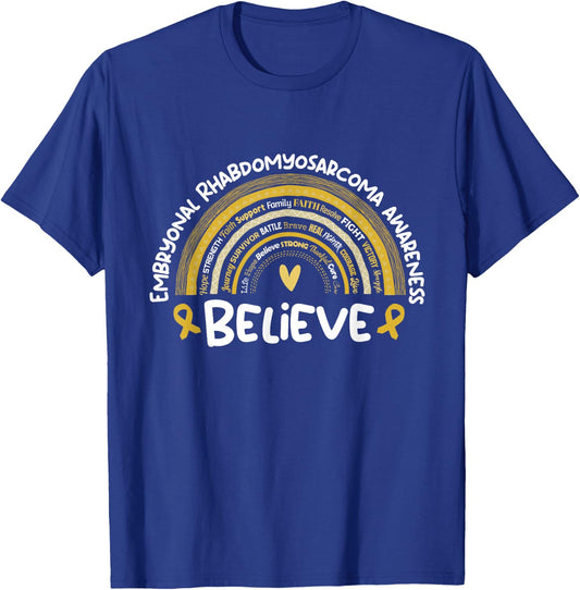 Believe | Embryonal Rhabdomyosarcoma Awareness Stuff | ERMS T-Shirt - T-Shirt | Royal