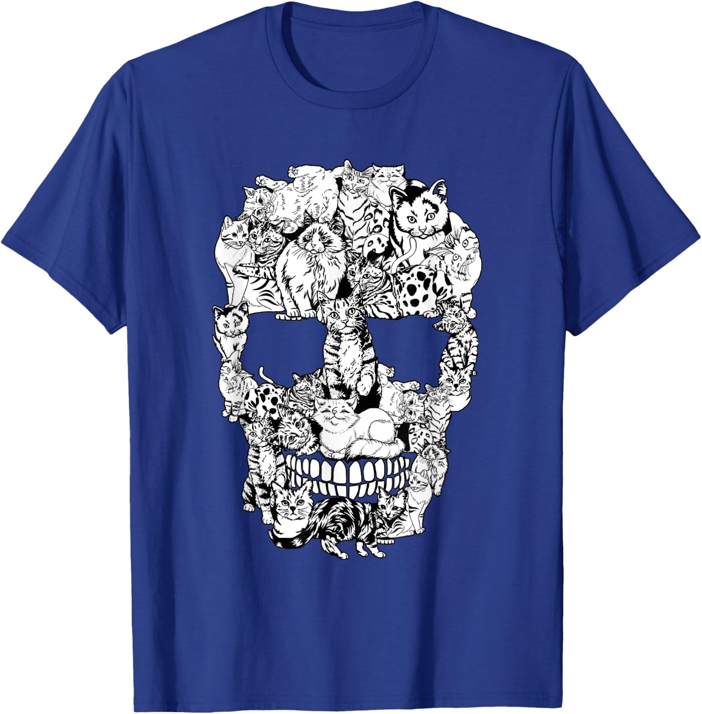 Funny Cat Skull Skeleton Halloween Costume Men Women Kids T-Shirt - T-Shirt | Royal