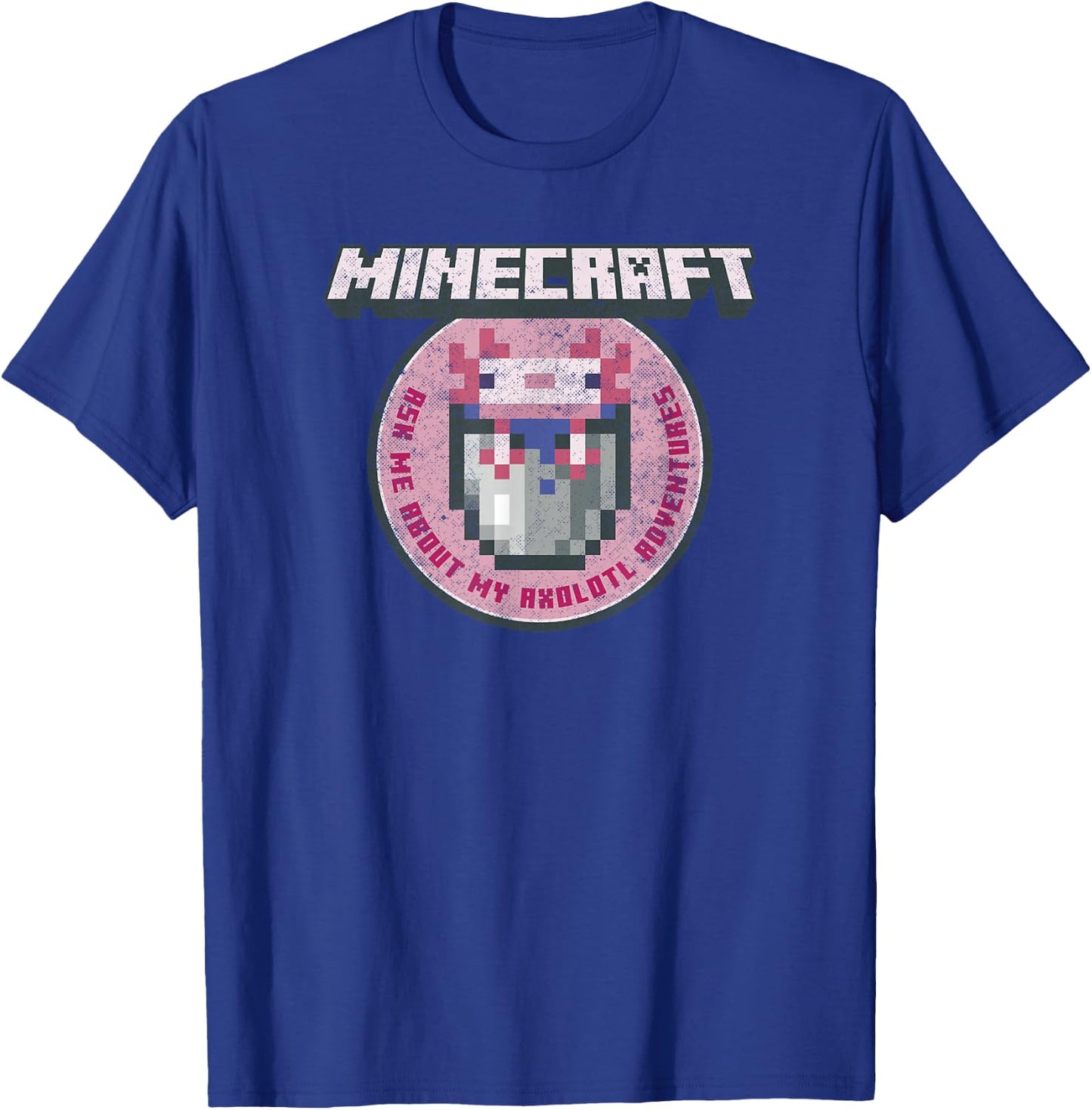 Minecraft Axolotl Adventures Circle Badge T-Shirt - T-Shirt | Royal
