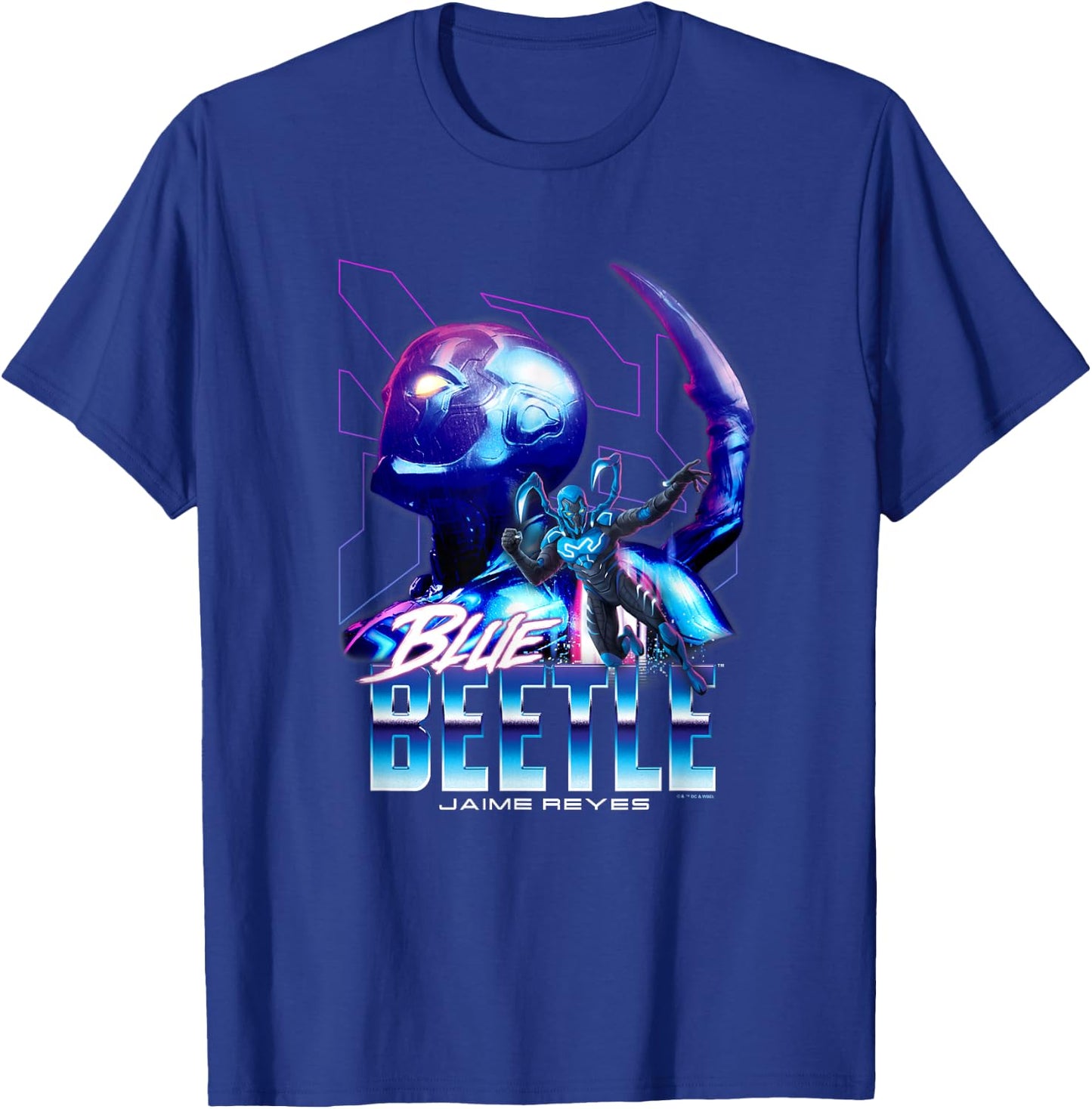 Blue Beetle Jaime Reyes Heroic Neon Outlines Portrait T-Shirt - T-Shirt | Royal