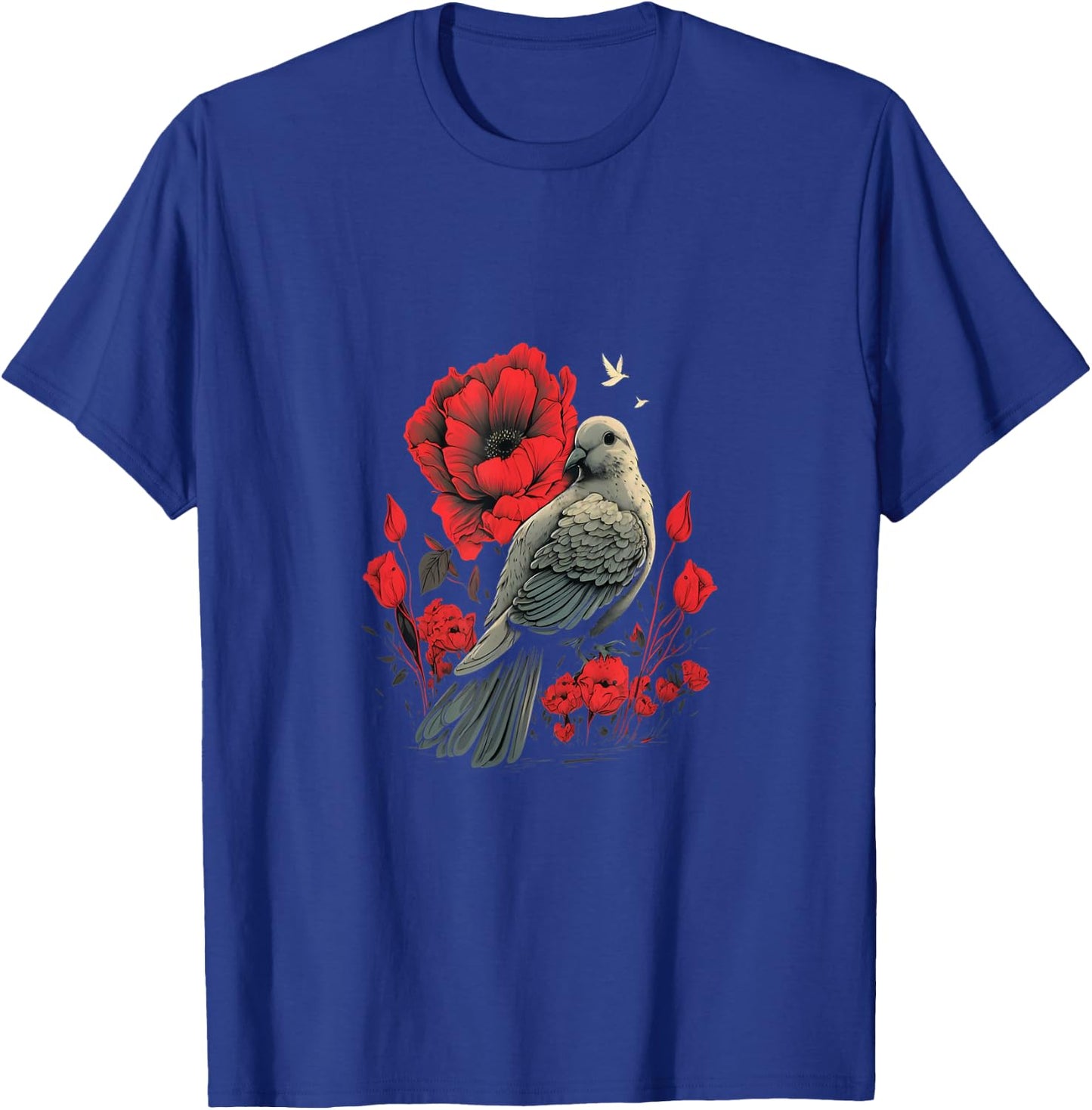 Memorial Day Red Poppy Flower Dove USA Flag 4th of July Men T-Shirt - T-Shirt | Royal