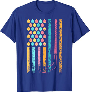 American Sports Flag Easter Egg Decor Ice Hockey T-Shirt - T-Shirt | Royal