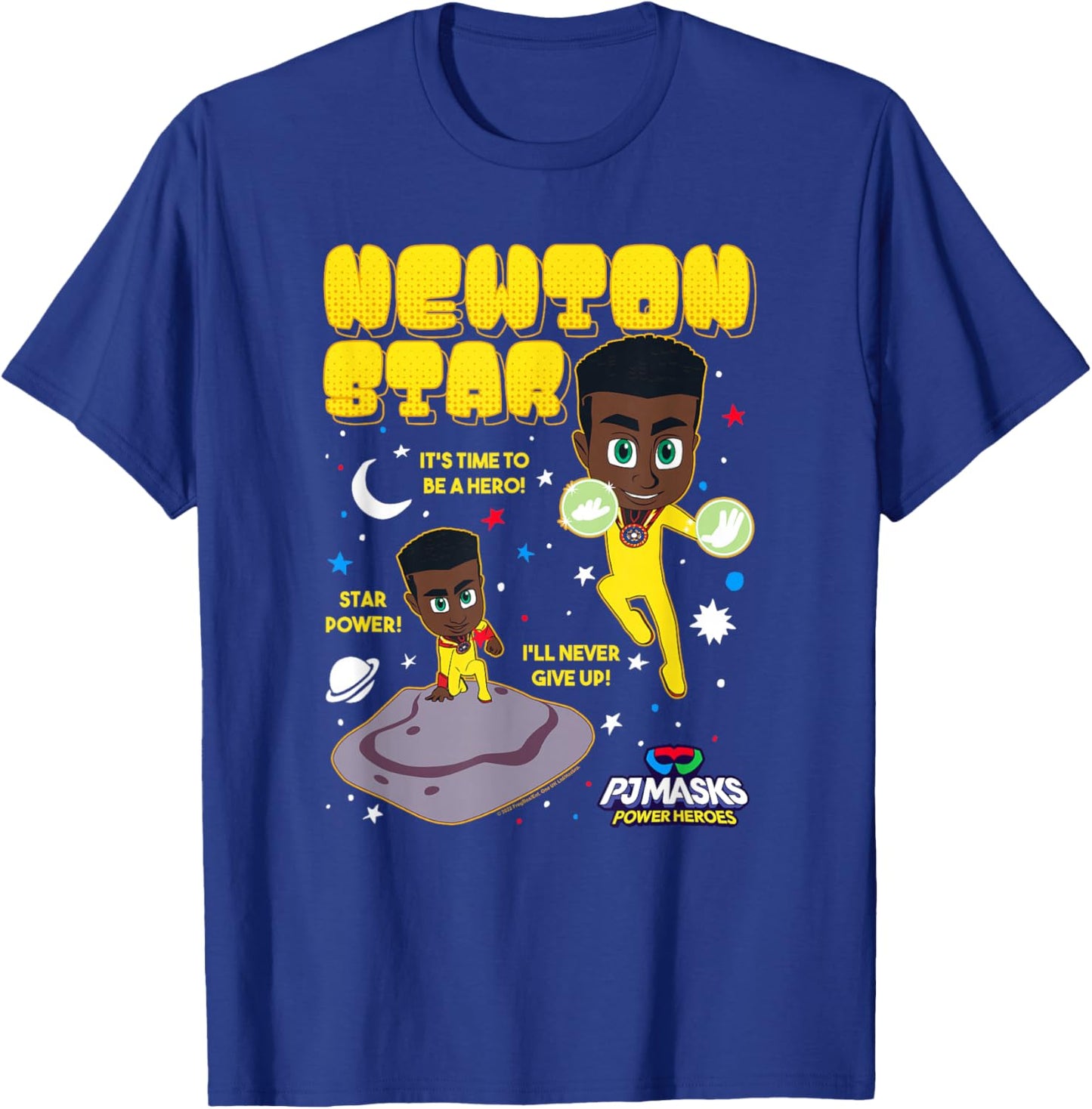 PJ Masks Newton Star I'll Never Give Up Star Power Logo T-Shirt - T-Shirt | Royal