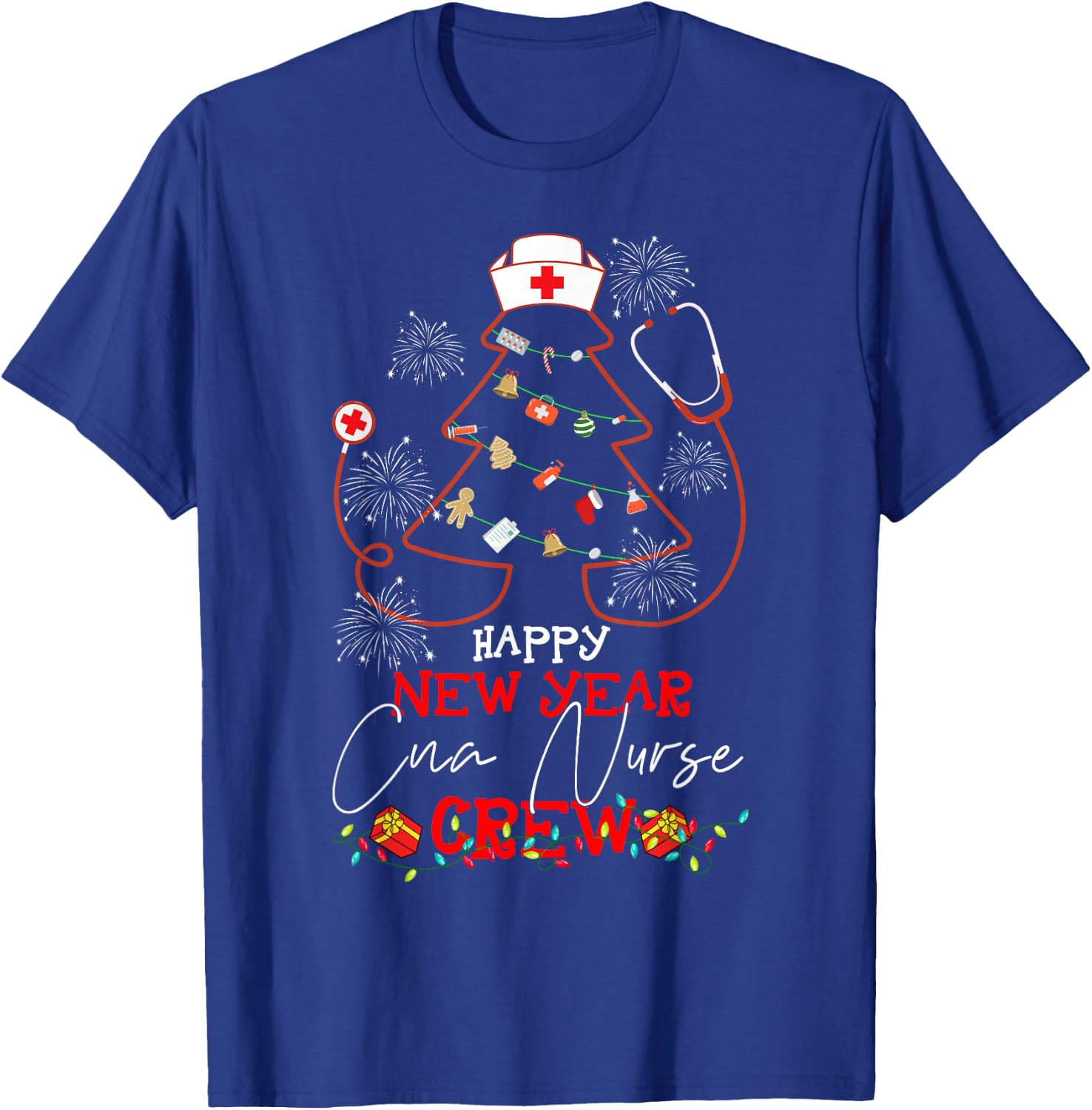 Happy New Year CNA Nurse Crew Reindeer Nurse Christmas T-Shirt - T-Shirt | Royal