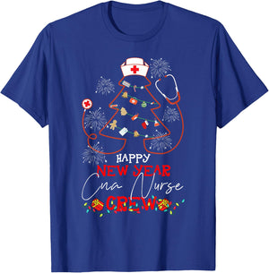 Happy New Year CNA Nurse Crew Reindeer Nurse Christmas T-Shirt - T-Shirt | Royal