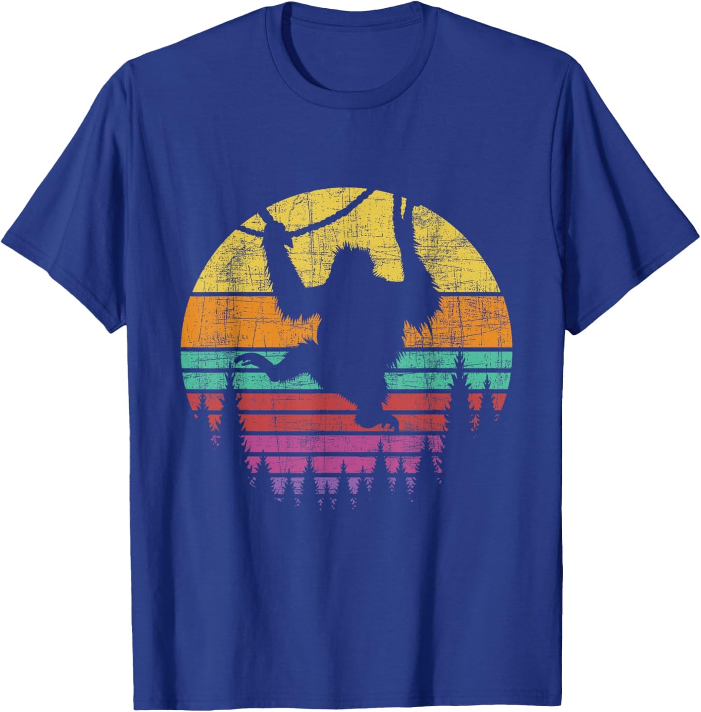 Retro Vintage Hanging Monkey - Safari Jungle Animal Lover T-Shirt - T-Shirt | Royal