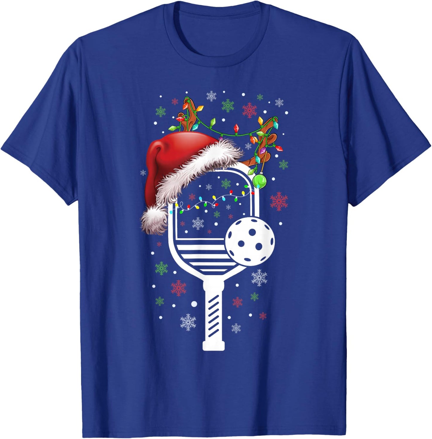 Pickleball Player Christmas Holiday Reindeer Xmas Women Men T-Shirt - T-Shirt | Royal