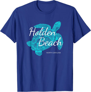 Holden Beach North Carolina Vacation With A Turtle Graphic T-Shirt - T-Shirt | Royal