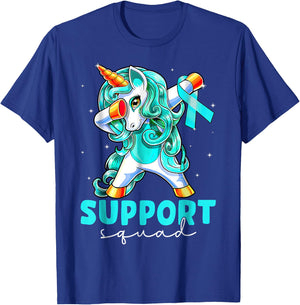 Support Squad Sexual Assault Awareness Teal Unicorn T-Shirt - T-Shirt | Royal