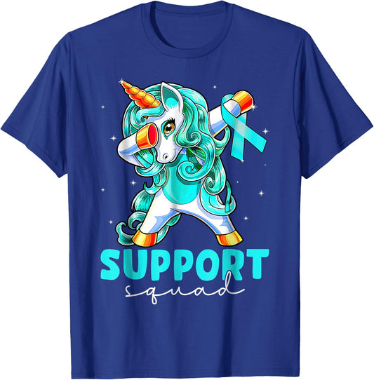 Support Squad Sexual Assault Awareness Teal Unicorn T-Shirt - T-Shirt | Royal