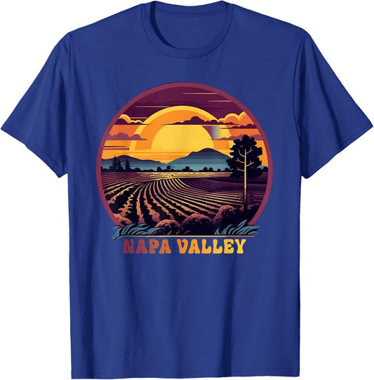 Napa Valley Vineyard Winery Vintage Retro Sunset Souvenir T-Shirt - T-Shirt | Royal