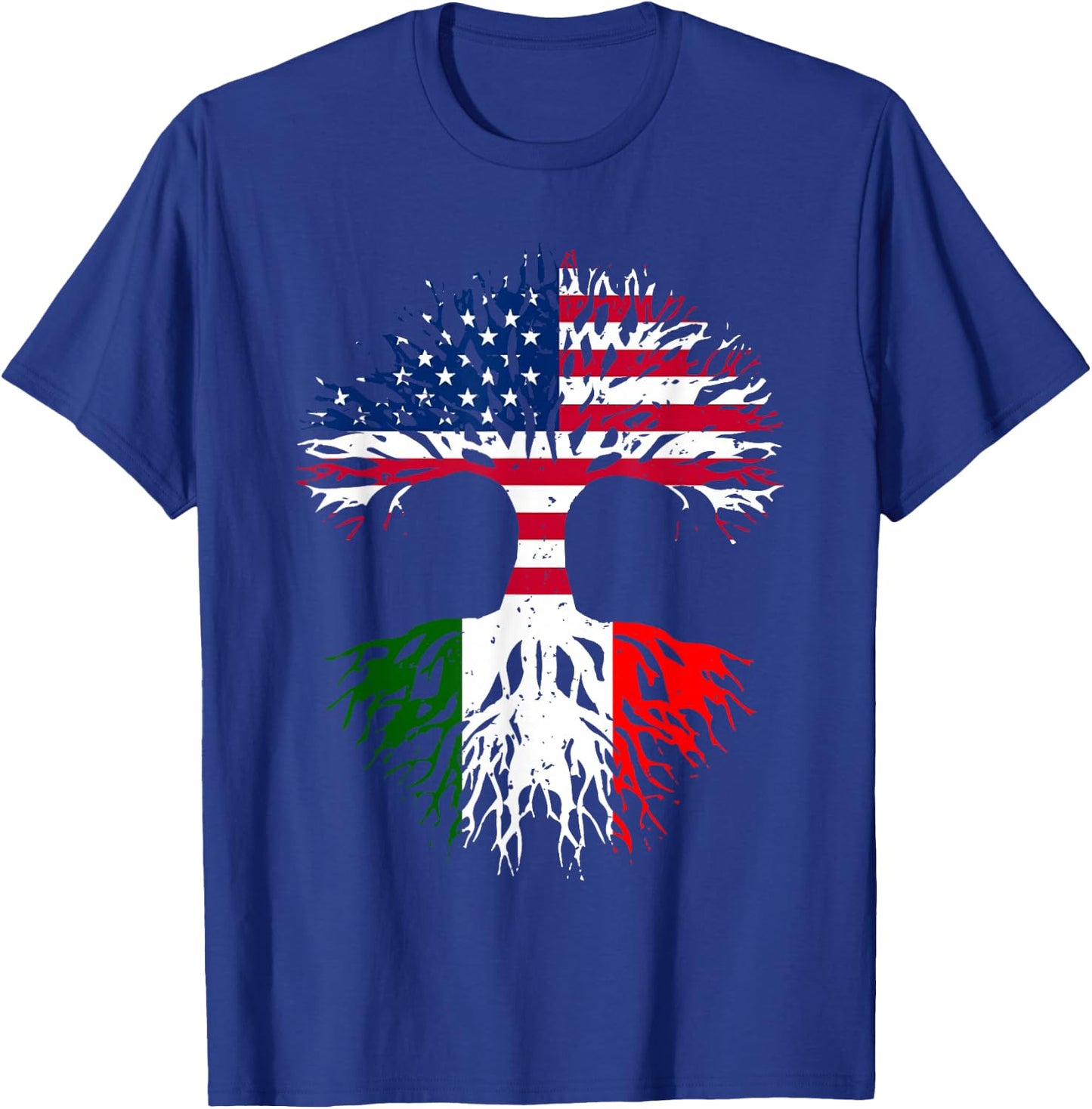 Italian Roots American Grown Tree USA Flag Funny Italy Flag T-Shirt - T-Shirt | Royal