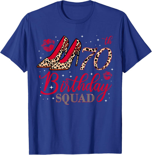 70 Year Old Birthday Squad Leopard 70th Birthday Matching T-Shirt - T-Shirt | Royal