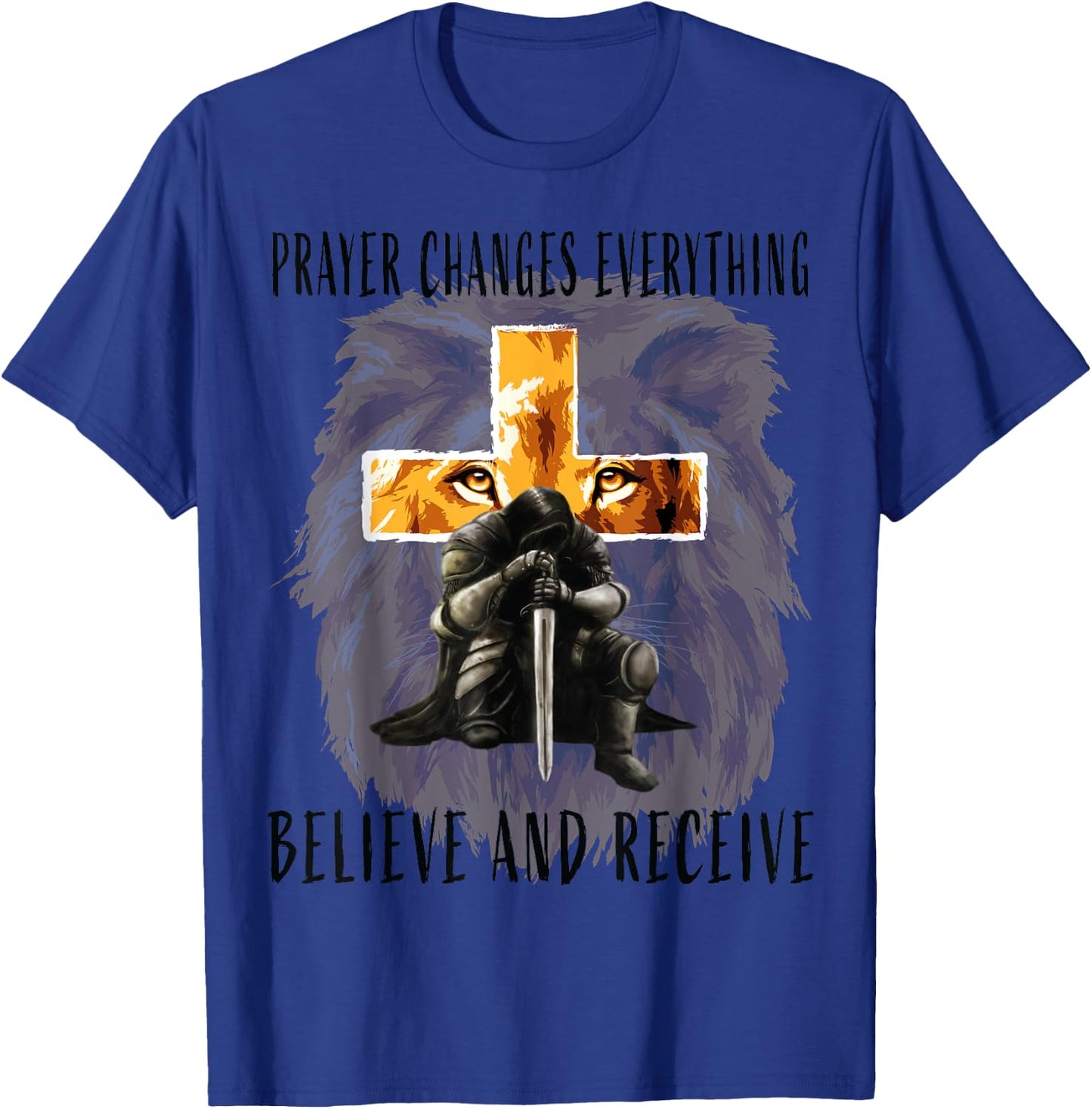 Christian T Shirts Men Prayer Warrior Religious Quotes Faith T-Shirt - T-Shirt | Royal
