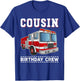 Cousin Birthday Crew Fire Truck Themed Family Matching T-Shirt - T-Shirt | Royal