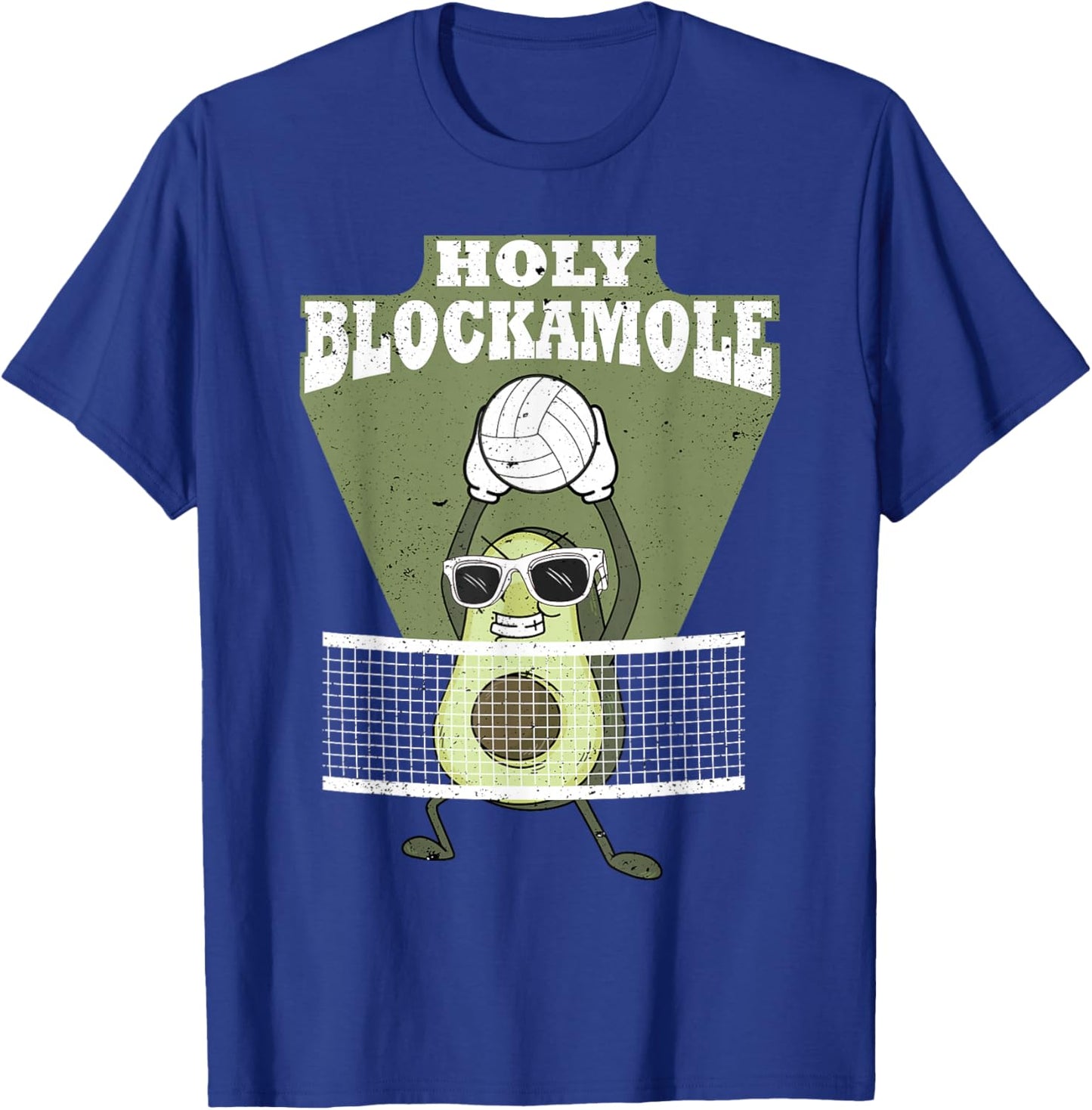 Holy Blockamole Volleyball Avocado Men Women Funny T-Shirt - T-Shirt | Royal