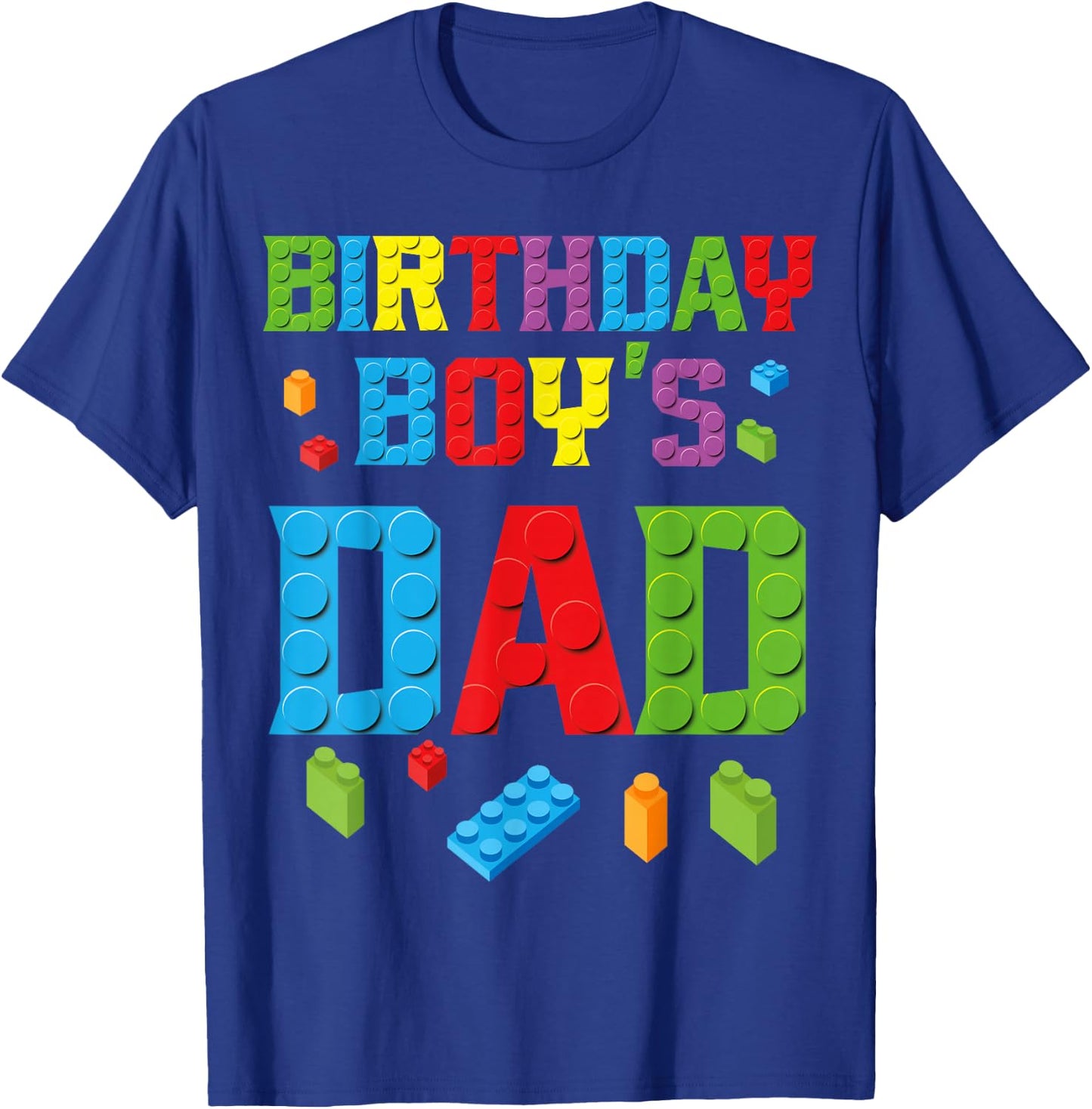 Master Builder Birthday Boy's Dad Building Bricks Blocks Men T-Shirt - T-Shirt | Royal