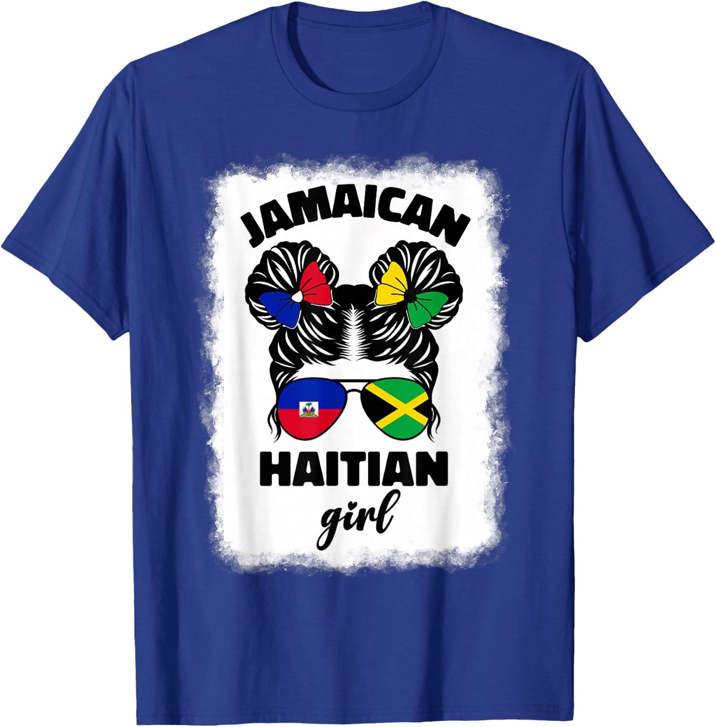 Half Jamaican Haitian Jamaica Flag Haiti Ayiti Kids Girls T-Shirt - T-Shirt | Royal
