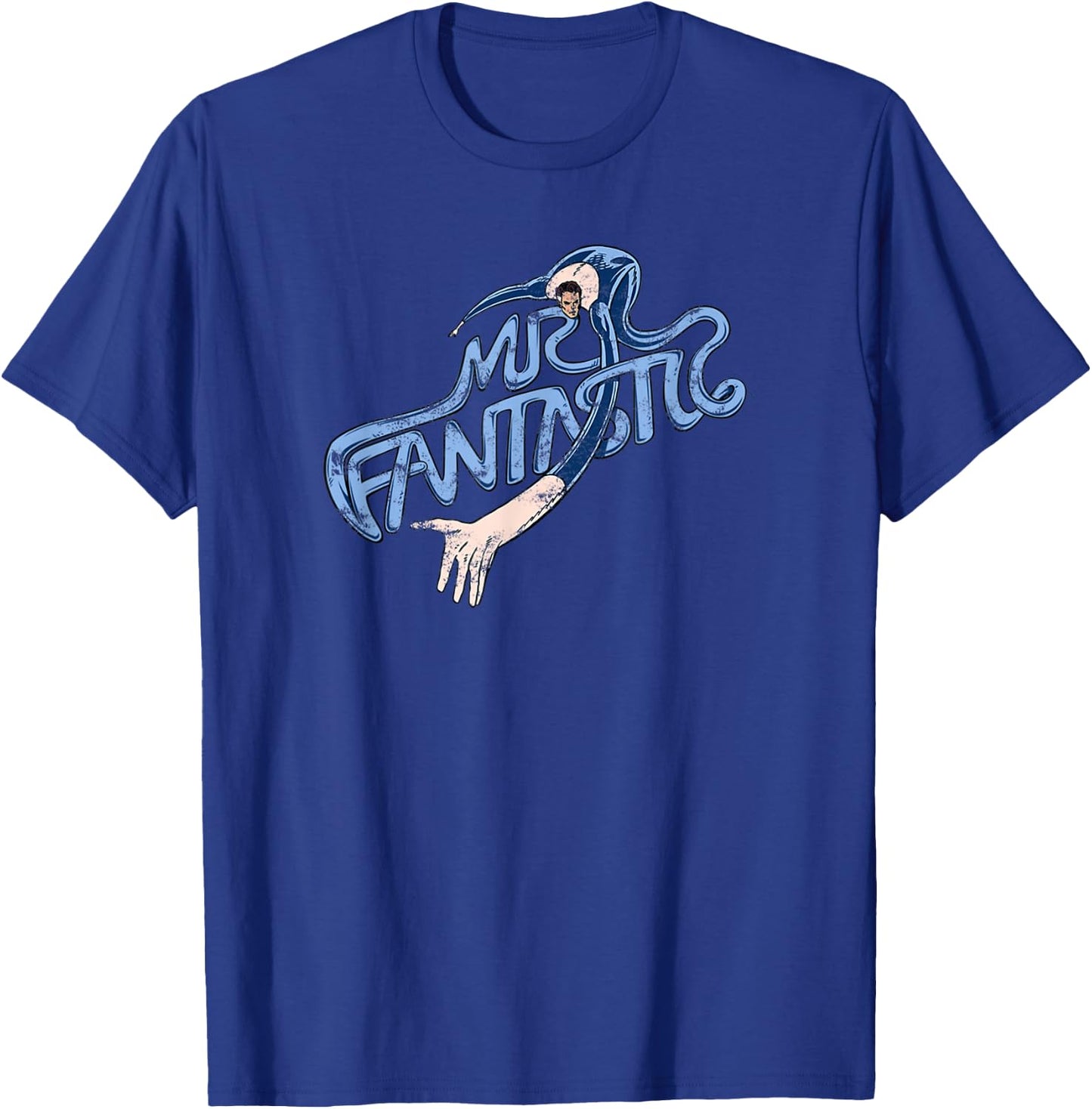 Marvel Fantastic Four Mr. Fantastic Stretchy Text Retro Logo T-Shirt - T-Shirt | Royal
