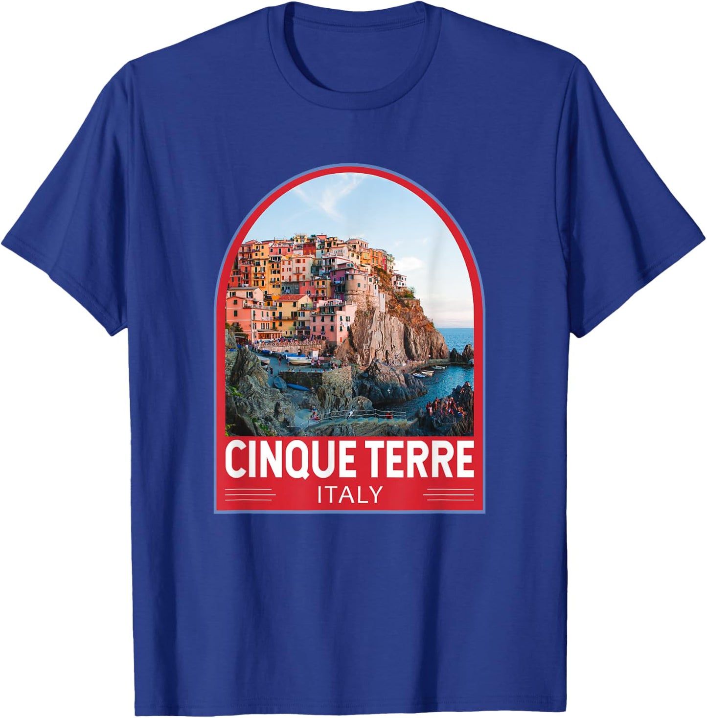 Cinque Terre Italy Retro Emblem Vintage T-Shirt - T-Shirt | Royal