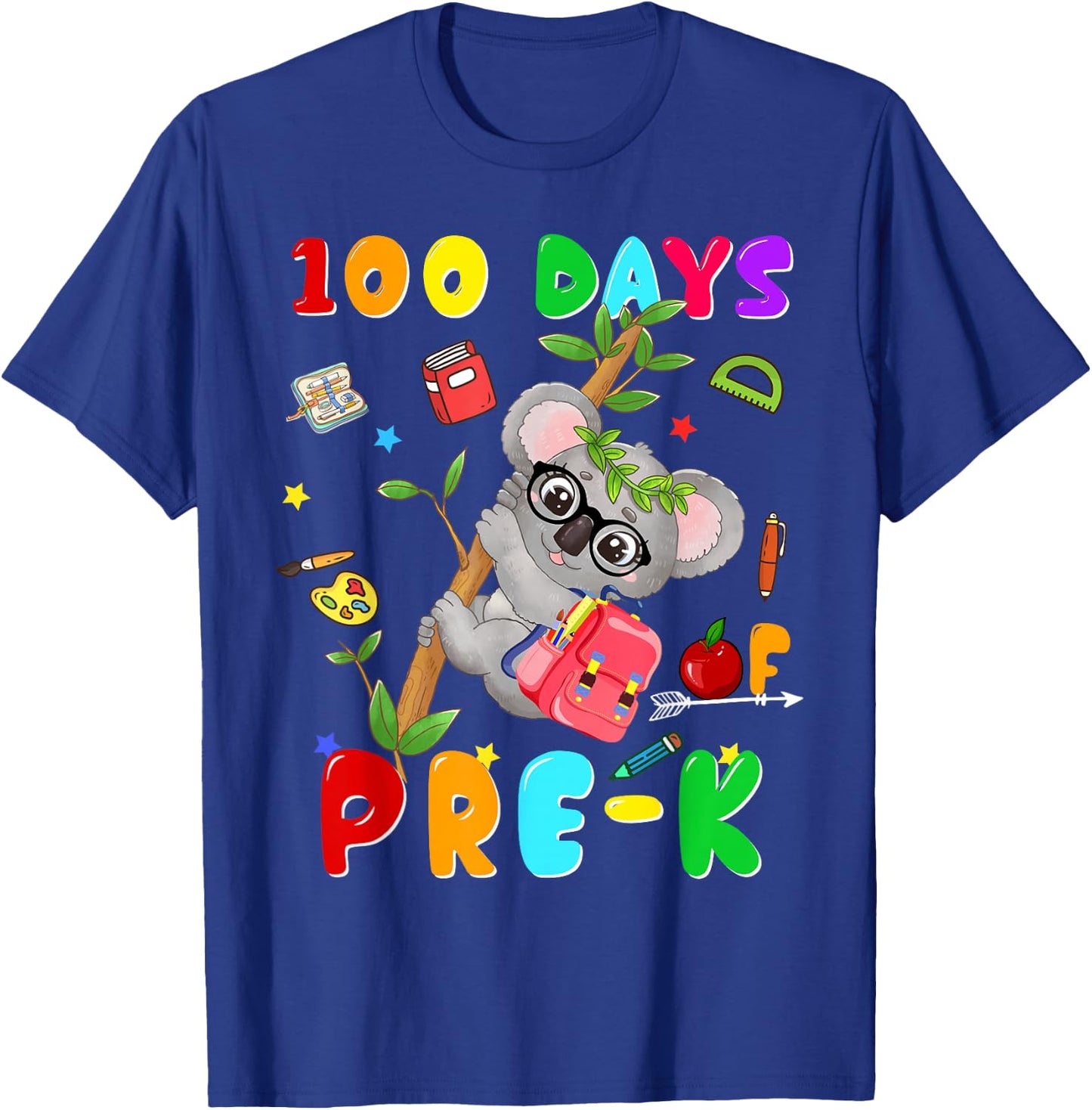 100th Day of School Pre-k Koala Happy 100 Days Of School T-Shirt - T-Shirt | Royal