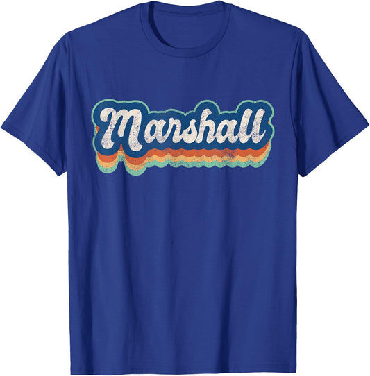 Marshall First Name Boy Vintage Style 70s 80s Personalized T-Shirt - T-Shirt | Royal