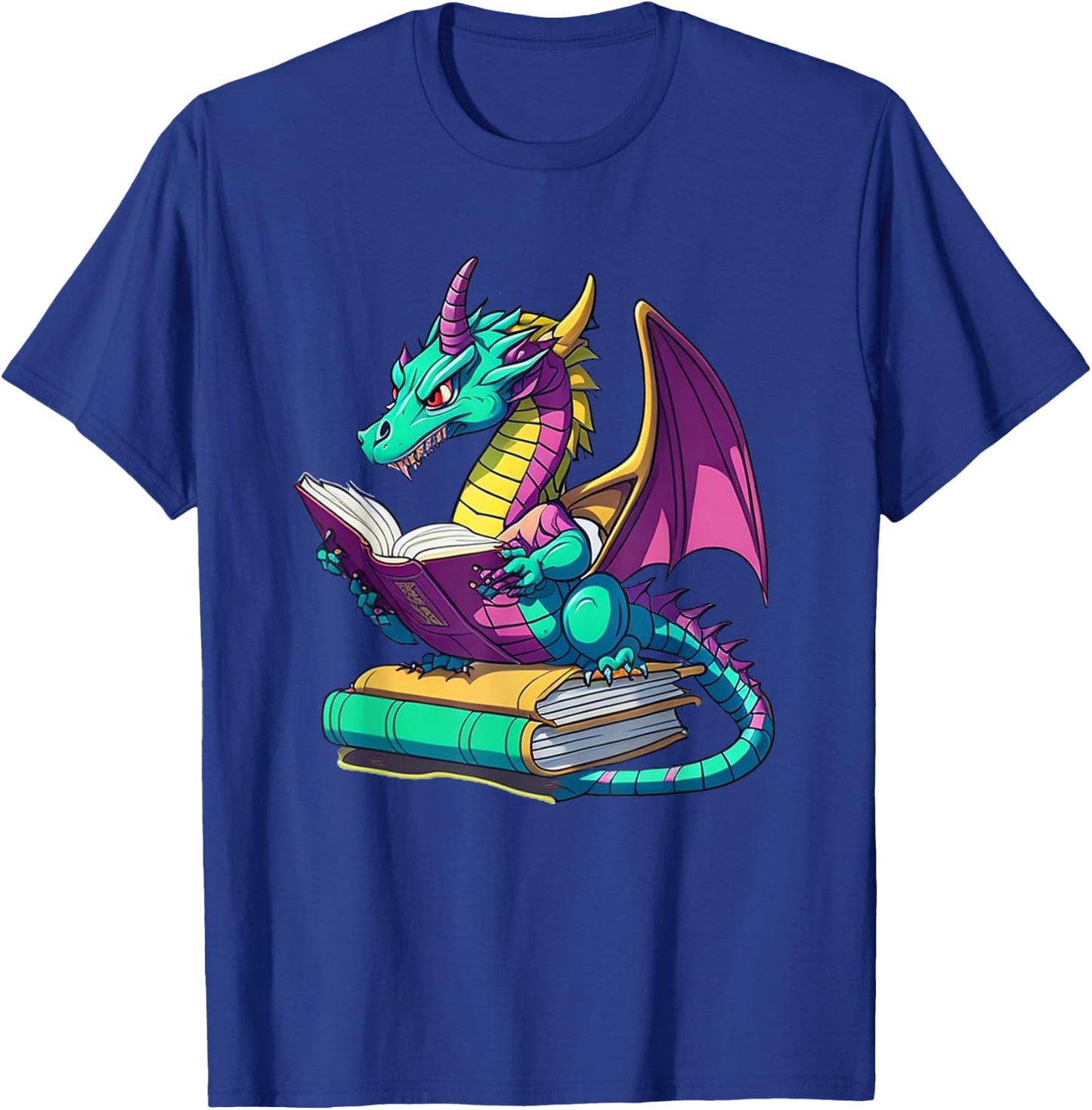 Dragon Reading Book T-Shirt - T-Shirt | Royal