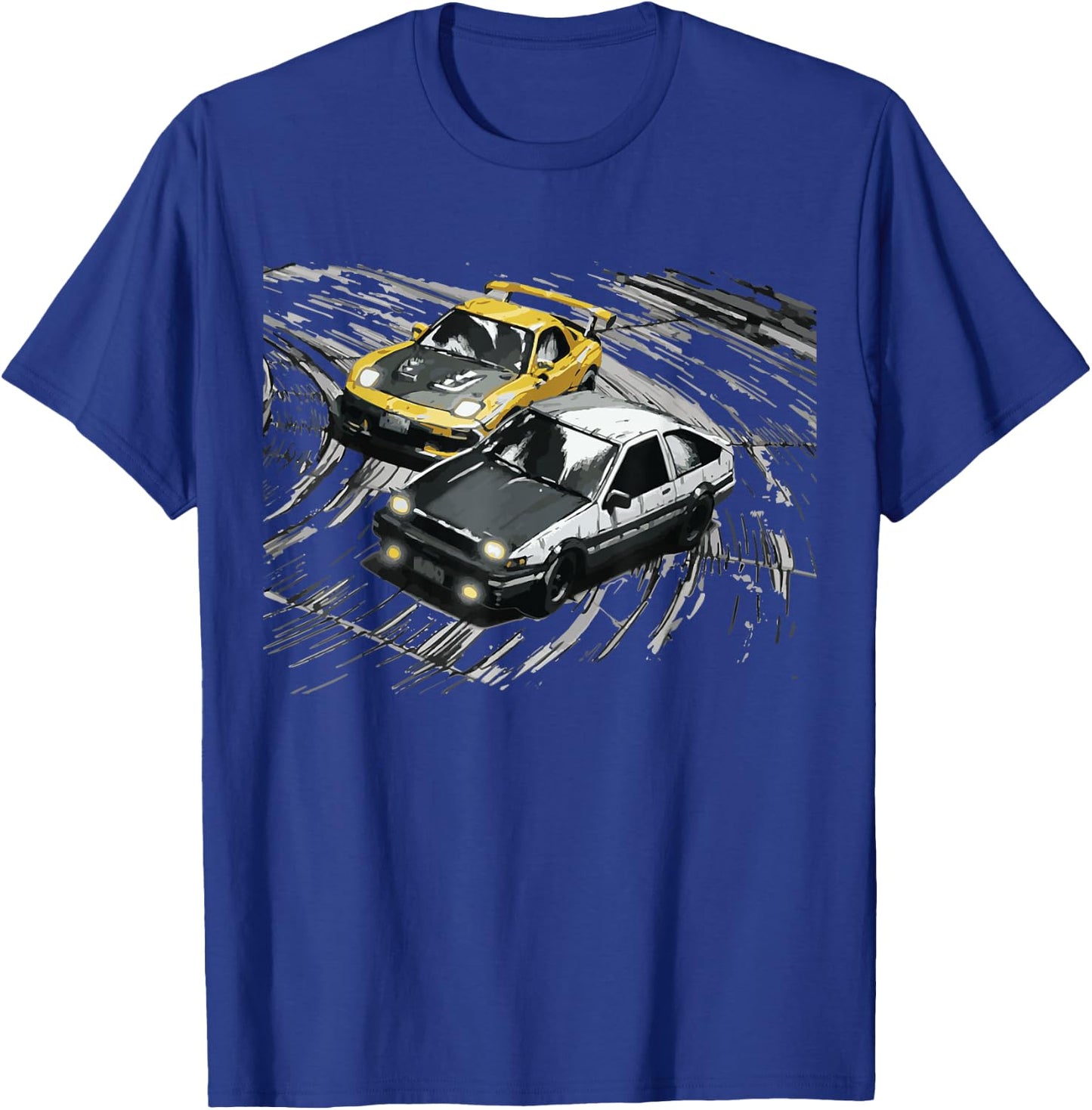 JDM Car Street Drift Race - 86 VS FD Anime Style T-Shirt - T-Shirt | Royal