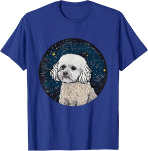 Maltipoo Starry Night Van Gogh Maltipoo Mom Dad Owner T-Shirt - T-Shirt | Royal