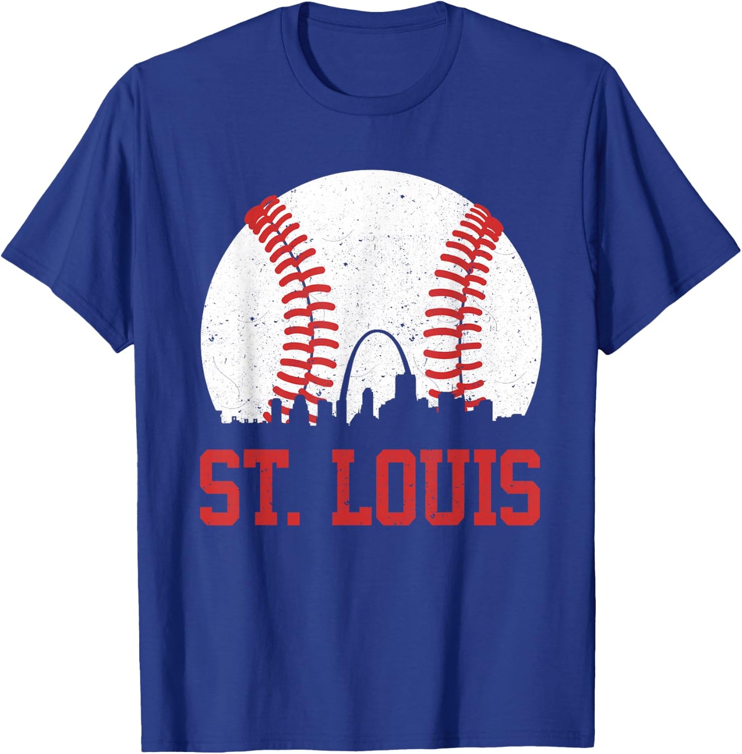 St. Louis Cityscape Vintage Baseball City Men Women Kids T-Shirt - T-Shirt | Royal
