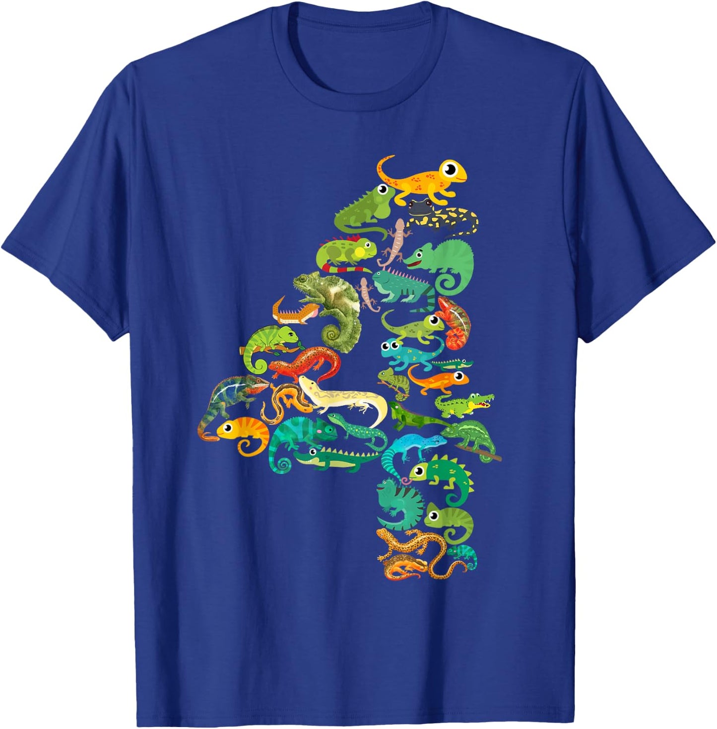 Kids 4th Birthday Reptiles Lizards Themed 4 Year Old Boys T-Shirt - T-Shirt | Royal