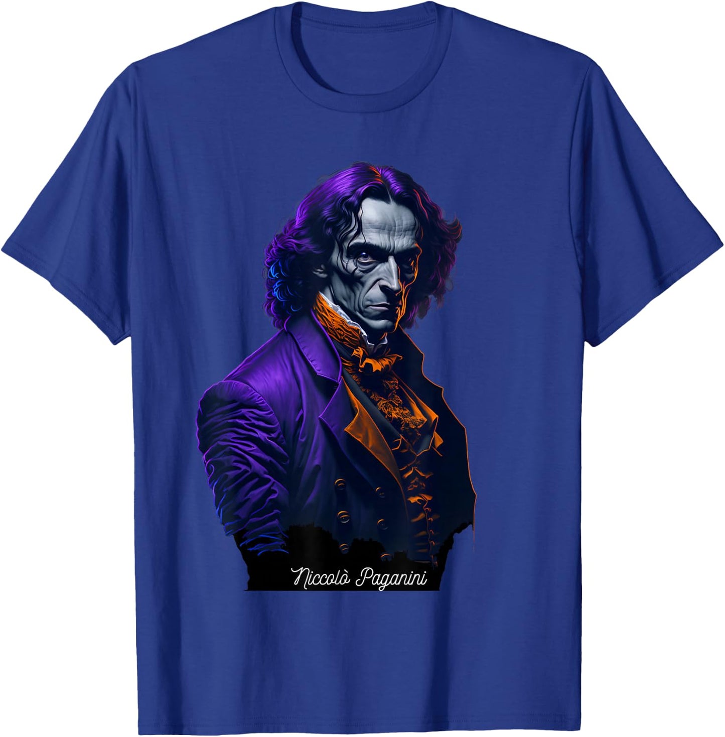 Niccolo Paganini Shirt Portrait Composer Illustration Violin T-Shirt - T-Shirt | Royal