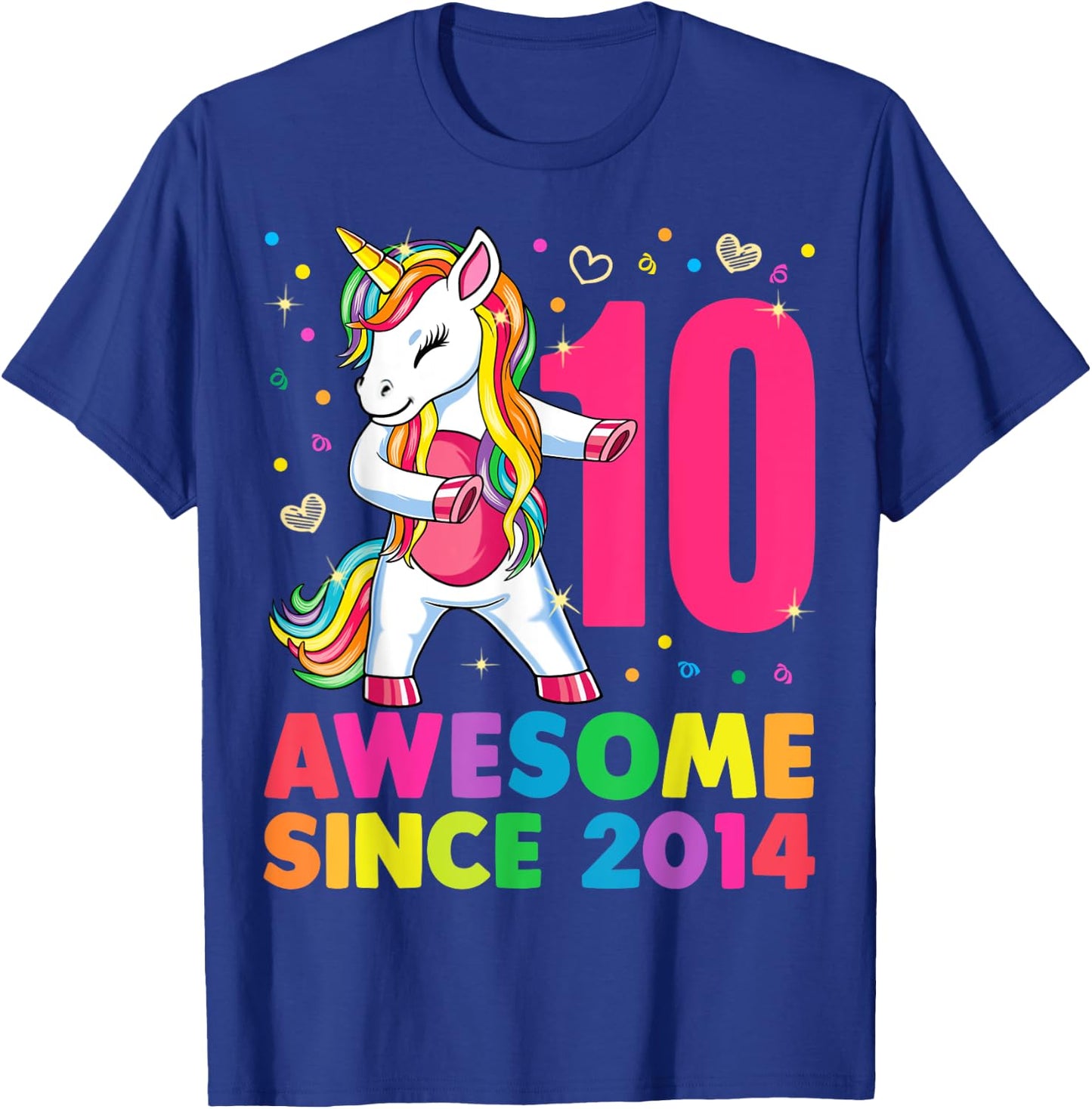 10 Years Old Unicorn Flossing 10th Birthday Girl Gift Party T-Shirt - T-Shirt | Royal