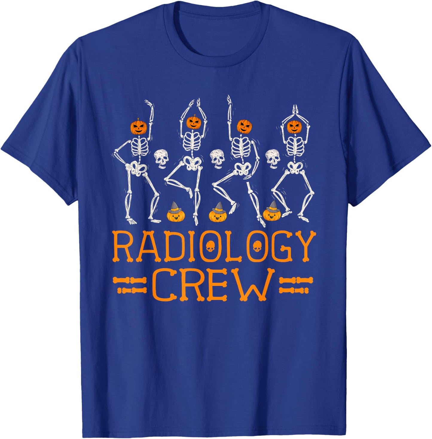 Radiology Crew Dancing Skeleton Pumpkin Funny Halloween T-Shirt - T-Shirt | Royal