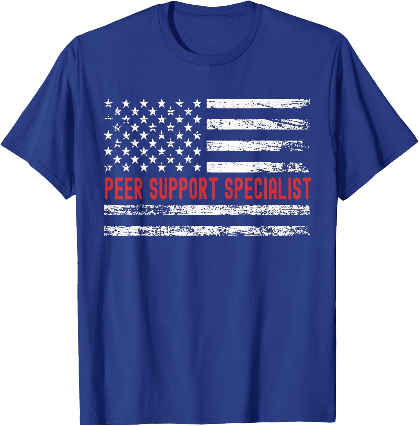 Peer Support Specialist USA Flag Profession Retro Job Title Men T-Shirt - T-Shirt | Royal