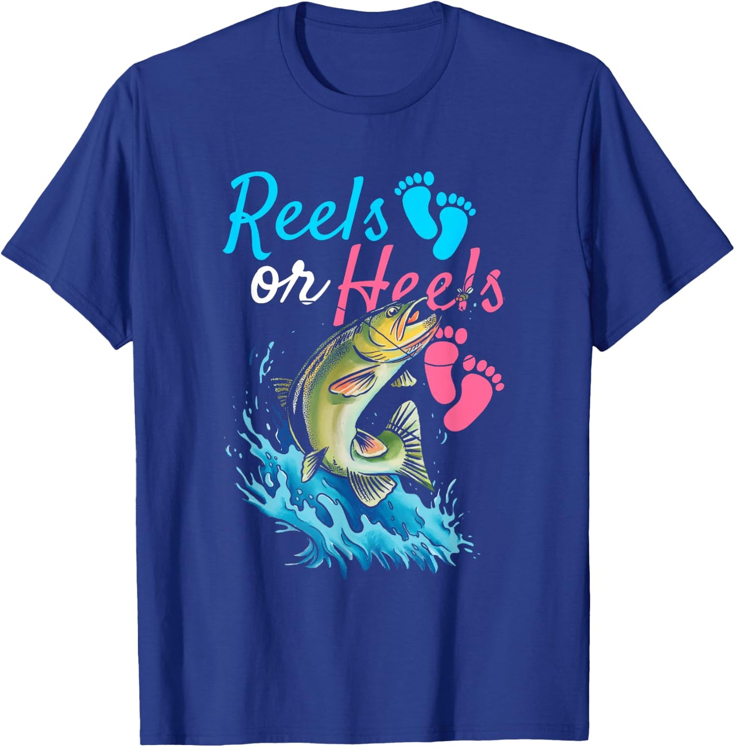 Reels or Heels Design for Fishing lovers T-Shirt - T-Shirt | Royal