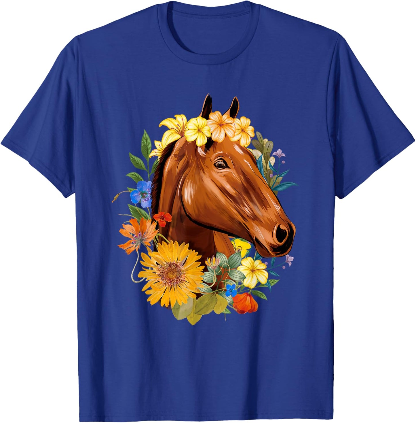 Floral Spring Horses - Animal Horse Rider Equestrian Lover T-Shirt - T-Shirt | Royal