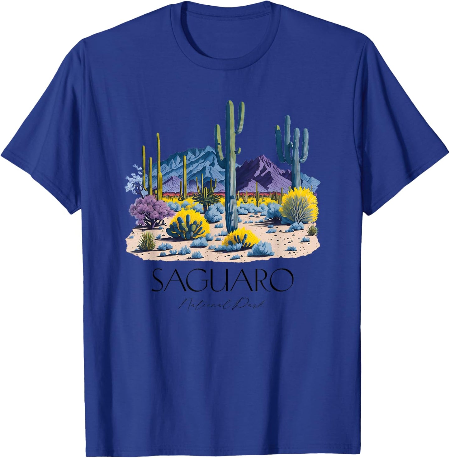 Cool Saguaro National Park Hiking Watercolor Graphic T-Shirt - T-Shirt | Royal