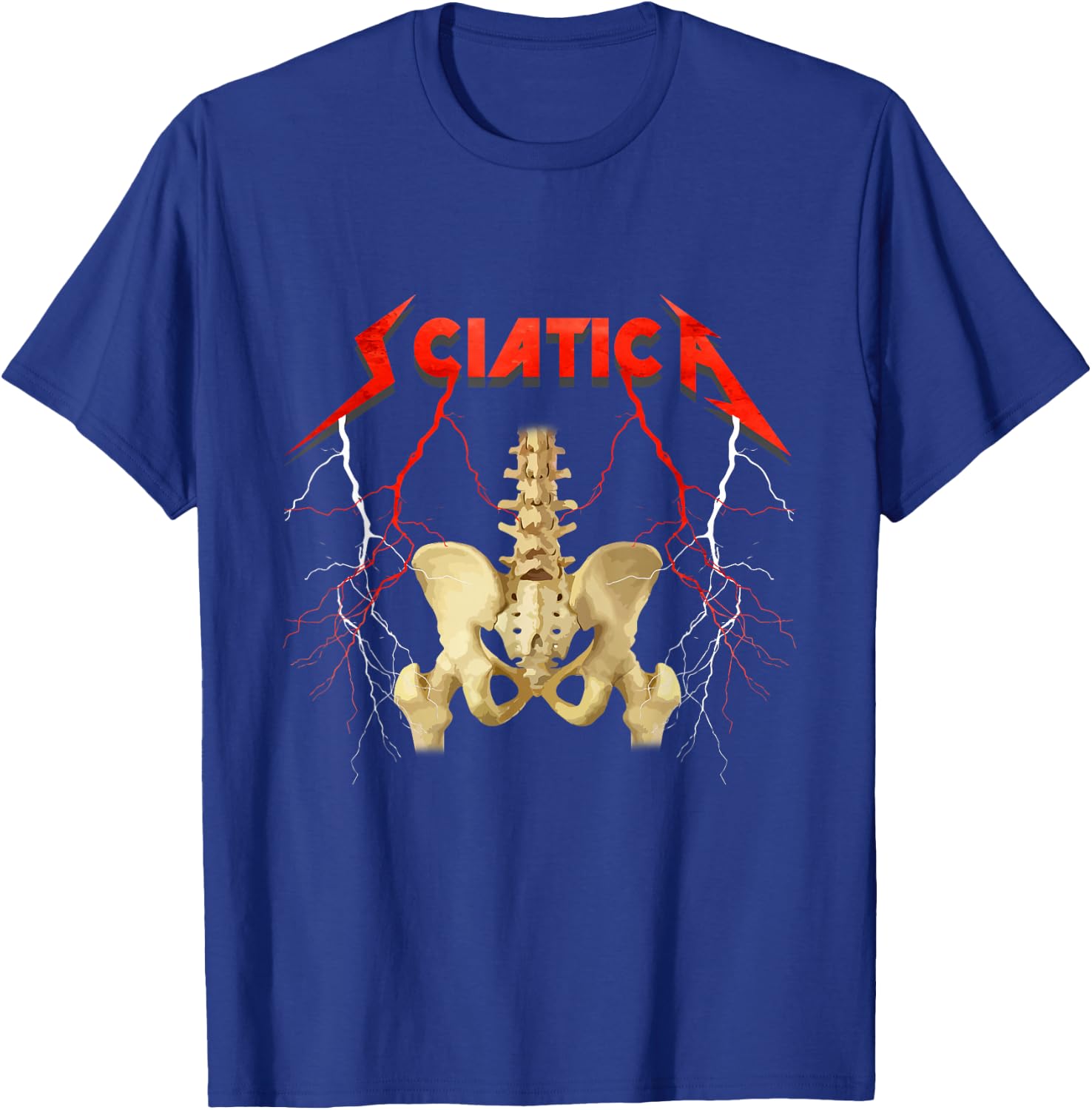 Sciatica Skeleton Nerve Rock Musician Humor T-Shirt - T-Shirt | Royal