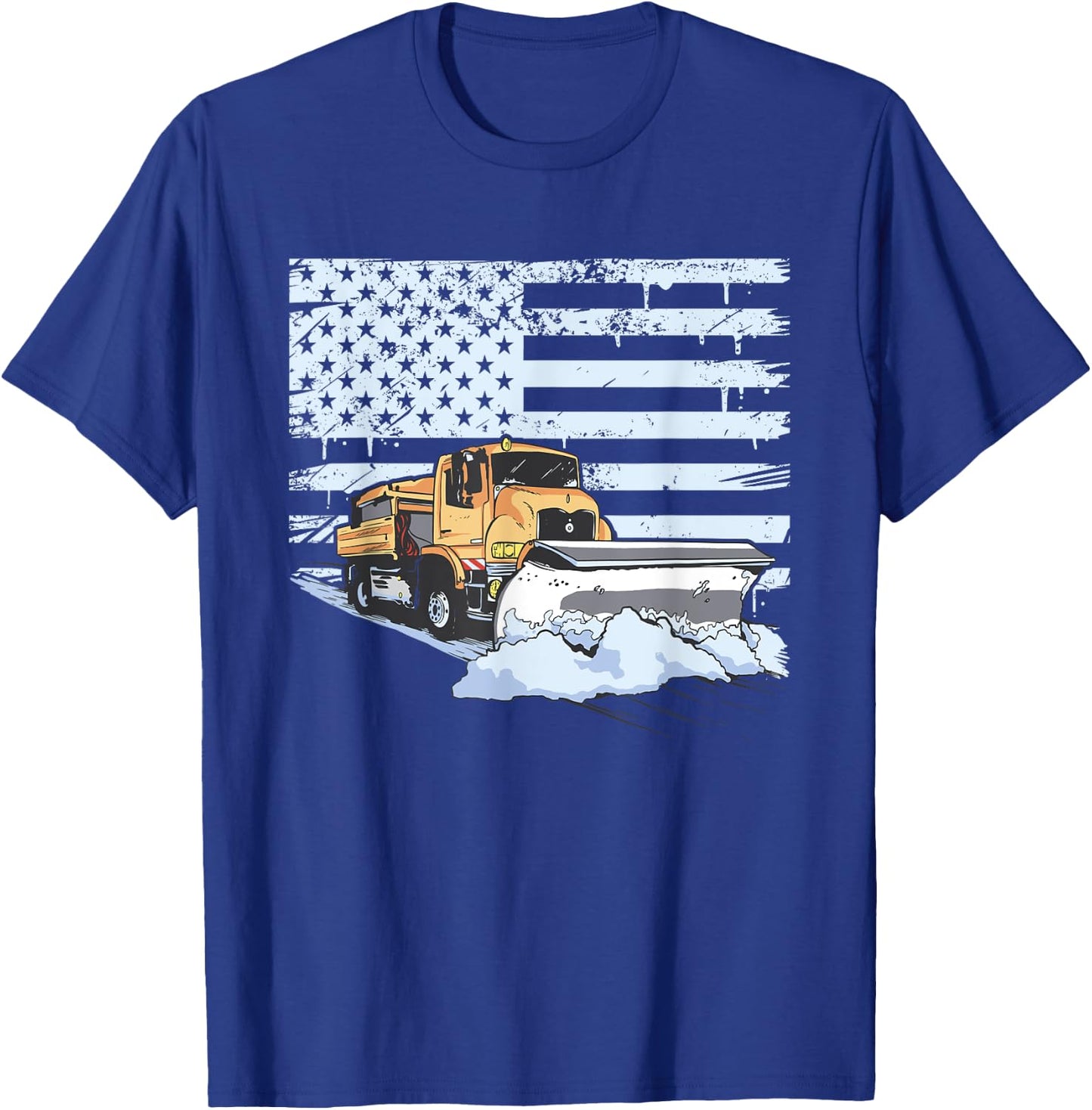 Snow Plow Truck Us Flag Snow Plow Driver T-Shirt - T-Shirt | Royal