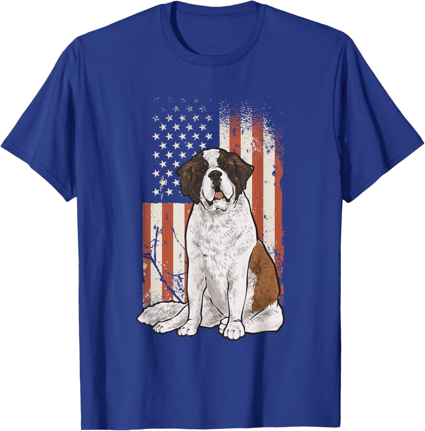 Saint Bernard Dog American Flag St. Bernard T-Shirt - T-Shirt | Royal