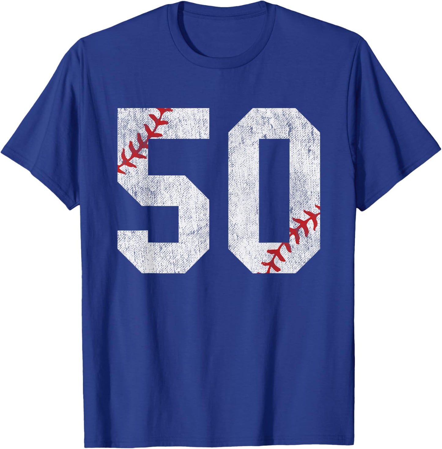 Number #50 Vintage 50th Birthday Baseball Lover 50 Years Old T-Shirt - T-Shirt | Royal
