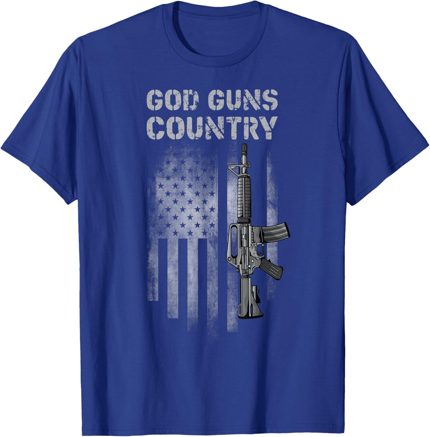 God Guns Country With Gun American Flag Patriotic Men T-Shirt - T-Shirt | Royal