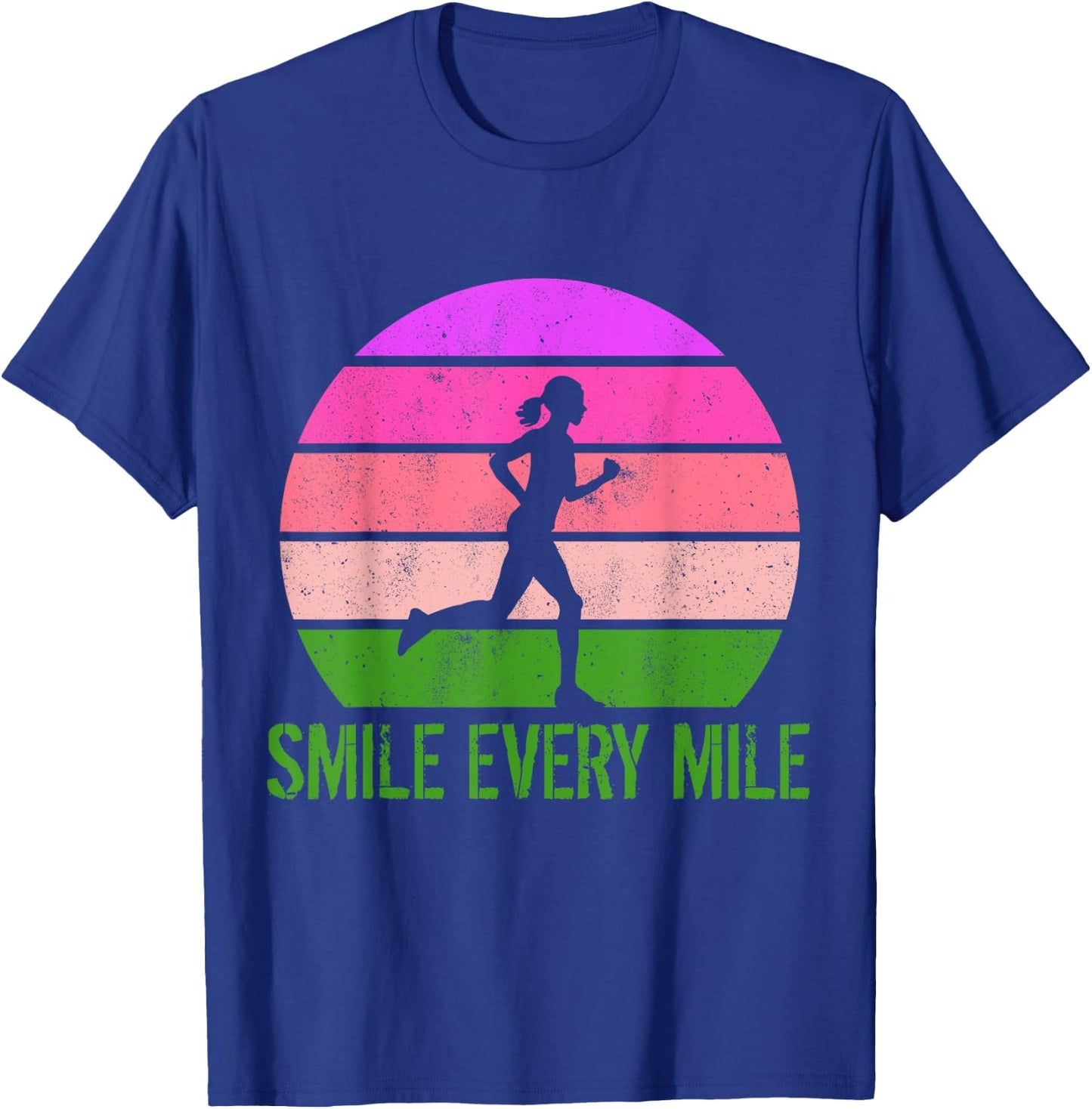 Women Running Marathon Funny Runner Smile Every Mile T-Shirt - T-Shirt | Royal