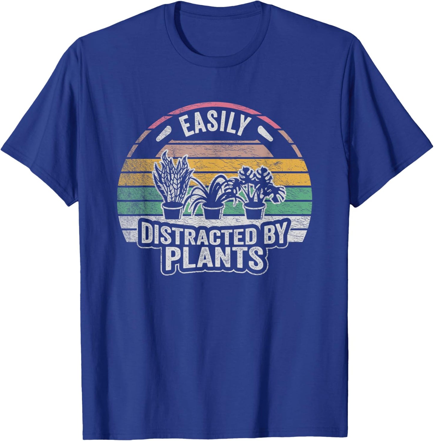 Retro Vintage Easily Distracted By Plants Gardening T-Shirt - T-Shirt | Royal