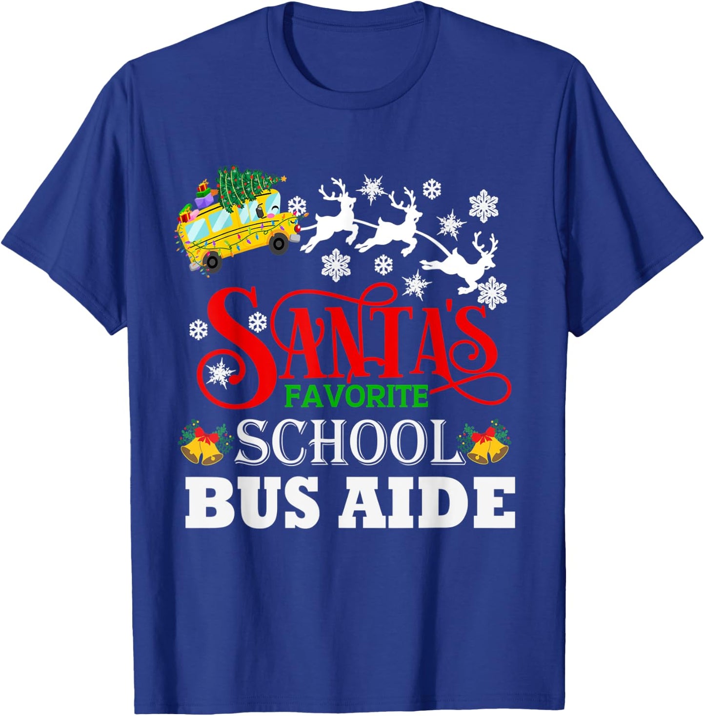 Santa's Favorite School Bus Aide Christmas Pajama T-Shirt - T-Shirt | Royal
